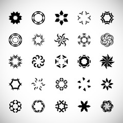 Wall Mural - Abstract Circle Icon Set. Vector Isolated On Gray. Abstract Circular Logo For Company Symbol, Star, Tech Icon And Element Design. Creative Icons For Flower And Decorative Logo. Abstract Round Template