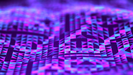 Poster - Visualization musical sounds. Abstract technology background. Artificial intelligence. Science background. Big data visualization. 3D rendering.
