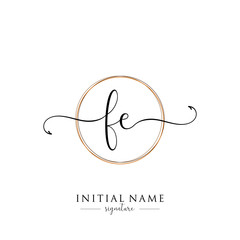 Initial Letter FE Signature Handwriting and Elegant Logo Design Vector