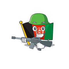 Sticker - A mascot of flag afghanistan Scroll Army with machine gun