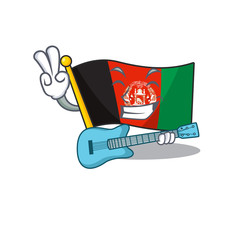 Sticker - Supper cool flag afghanistan Scroll cartoon performance with guitar