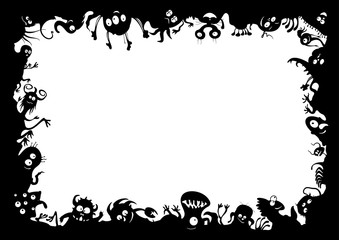 Fototapete - Funny monsters frame/ Illustration a frame with funny cartoon monsters