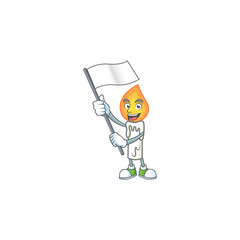 Sticker - cute white candle cartoon character design holding a flag