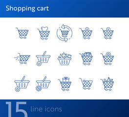 Poster - Shopping cart line icon set