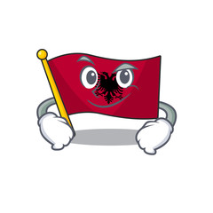 Wall Mural - Cool flag albania Scroll mascot character with Smirking face