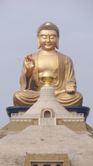 Fo Guang Shan Chinese temple and a big golden Buddha statue and Pagoda in Kaohsiung, Taiwan.