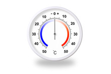 Outdoor Thermometer With Celsius Scale On White Background. Ambient Temperature Zero Degrees