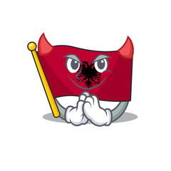 Devil Cartoon character of flag albania Scroll desig