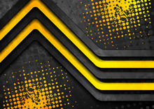 Black And Yellow Contrast Stripes Abstract Corporate Grunge Background. Vector Design