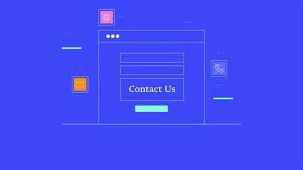 Wall Mural - customer support, website and internet contact us page concept. 2d animation video clip.