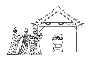 Sticker - Three wise men of happy epiphany day vector design