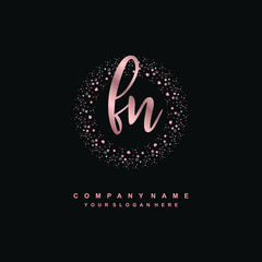 FN Beauty vector initial logo, handwriting logo of initial signature, wedding, fashion, jewerly, boutique, floral and botanical with creative template for any company or business