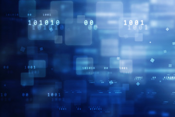 2d illustration abstract digital binary data on computer screen