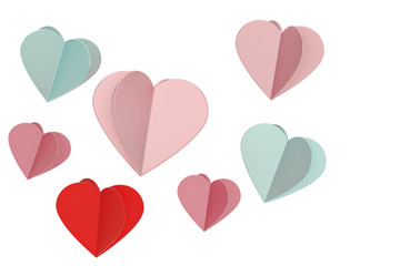 Wall Mural - 3D Hearts Isolated on white background. 3d illustration