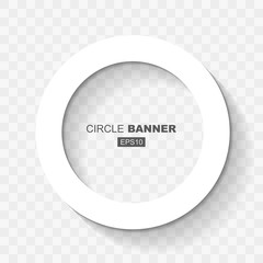 Wall Mural - White Abstract Circle Banner Template with Flat Design Shadow