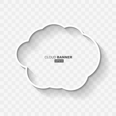 Wall Mural - White Abstract Cloud Bubble Banner Template with Flat Design Shadow