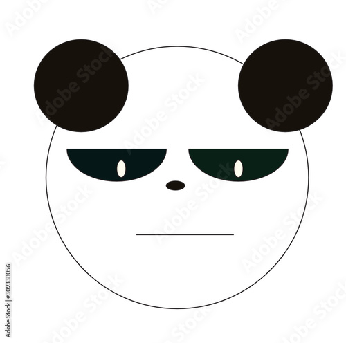 Angry Panda Emoji Black And White Emoticon Of A Mad Panda Bear With Thin Straight Lips Line And Angry Eyes Looking Straight Expression Of Anger And Dangerous Feelings Stock Vector Adobe