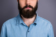© deagreez - Close up cropped photo of serious brutal man show his groomed beard he has after body care healthcare spa salon procedure wear casual style outfit isolated over grey color background