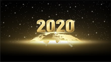 New Year 2020 With Gold Miracle Background, Global And International Event, Vector Illustration