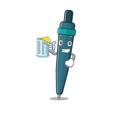 Canvas Print - Happy fountain pen Scroll mascot design with a big glass