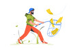 © Nataliya Kalabina - Bearded man cathing mail with notification setting using butterfly net.