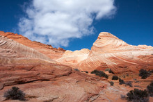 Blues Skies And Puffy White Clouds Over The North Coyote Buttes Wilderness Area.