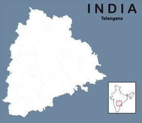  vector illustration of Telangana map outline
