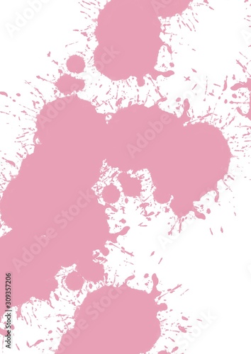 Abstract A4 pink watercolor background with splashes
