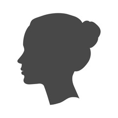 Wall Mural - Vector woman face in profile. Portrait of girl looking side and front angles. line sketch isolated illustration on white.