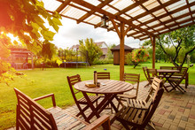 Garden Furniture On The Lawn, A Place To Relax In The Garden