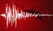Vector illustration of earthquake curve wave and Earth Crack on red background