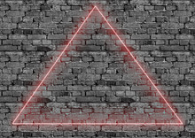Brick Wall With Red Neon Frame For Design