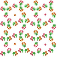 Wall Mural - The Amazing of Beautiful Orange and Pink Flower Illustration, Pattern Wallpaper