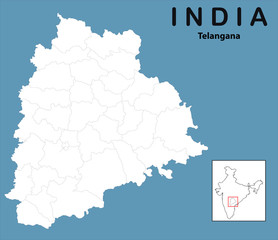  vector illustration of Telangana map outline