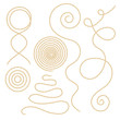 Linen thread curve variations. Vector illustration of loose linen thread bend and curved. 