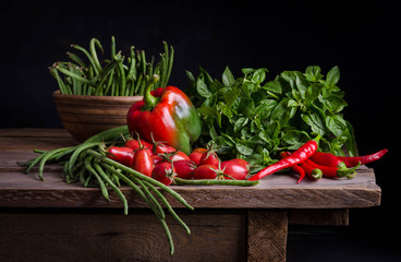 Wall Mural - Vegetable. Fresh vegetables  on rustic table