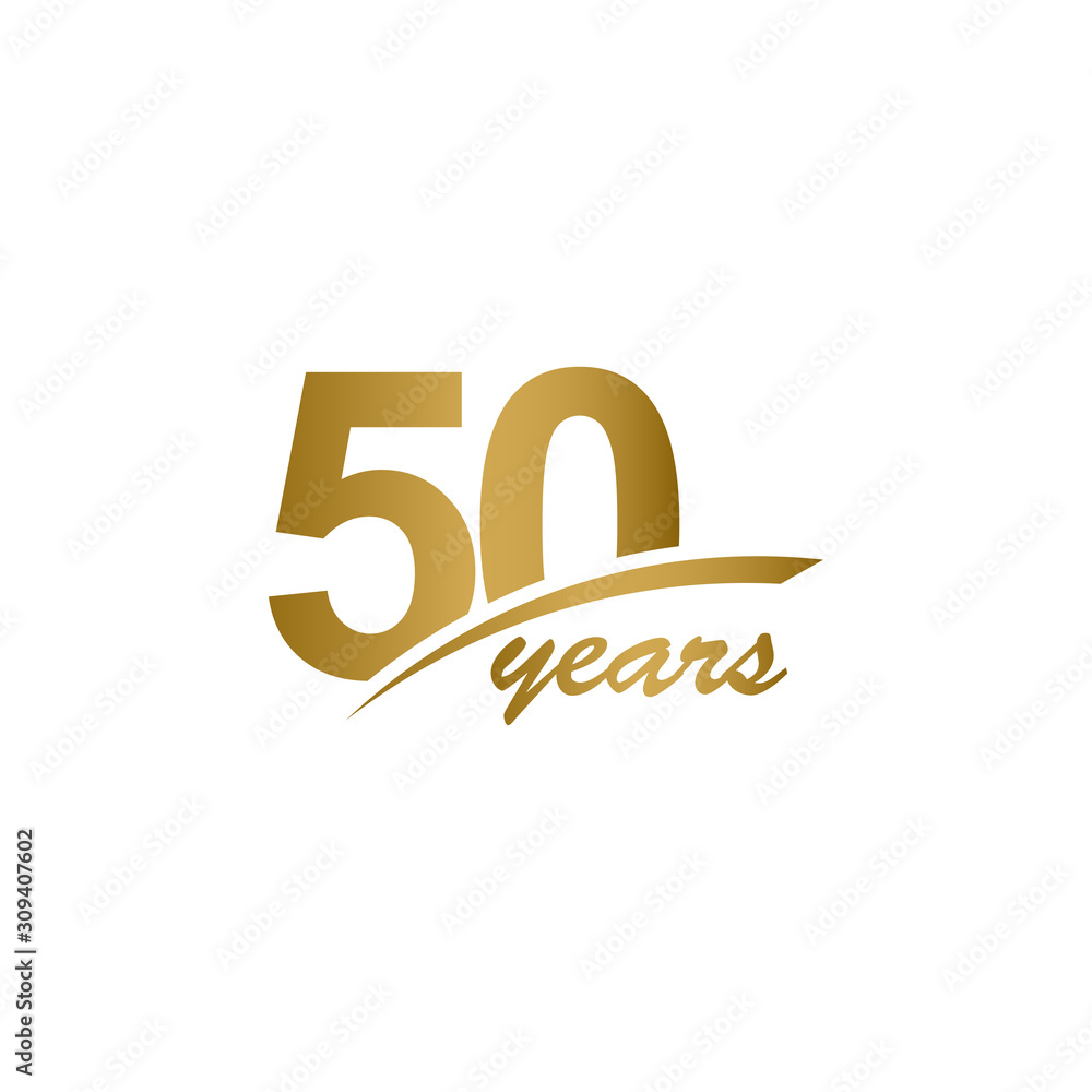 50 Years Anniversary elegant Gold Line Celebration Vector Template Design Illustration - obrazy, fototapety, plakaty 