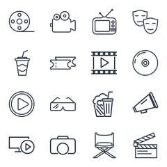 Poster - Cinema set icon template color editable. Movie Theater pack symbol vector sign isolated on white background icons vector illustration for graphic and web design.