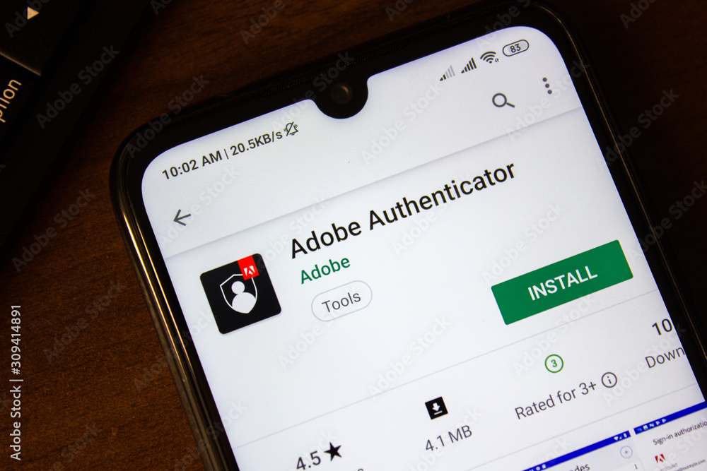 Ivanovsk, Russia - July 07, 2019: Adobe Authenticator app on the ...