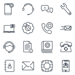 Aufkleber - Contact Us set icon template color editable. Support service and telemarketing pack symbol vector sign isolated on white background illustration for graphic and web design.