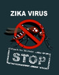 Caution of mosquito icon, spread of zika and dengue virus. Stop mosquito. (Vector Design)