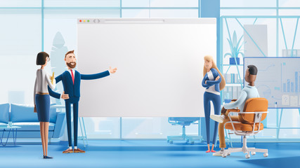Wall Mural - web develop and web design team . 3d illustration. cartoon characters. business teamwork concept.