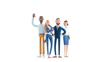 A Working Team Of Professionals. 3d Illustration.  Cartoon Characters. Business Teamwork Concept. 