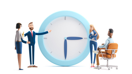 Wall Mural - application development and social media concept. 3d illustration. cartoon characters. business team