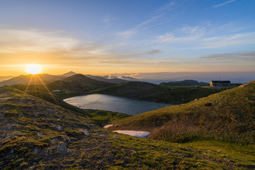 Landscape of the northern Apennines  Italy, from peak Corno Alle Scale to Dardagna waterfalls passing  by Scaffaiolo Lake