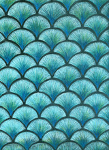 Fish Scale Bright Pattern On Black Paper