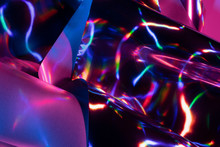 Reflection Of Light On Holographic Foils With Neon Lighting