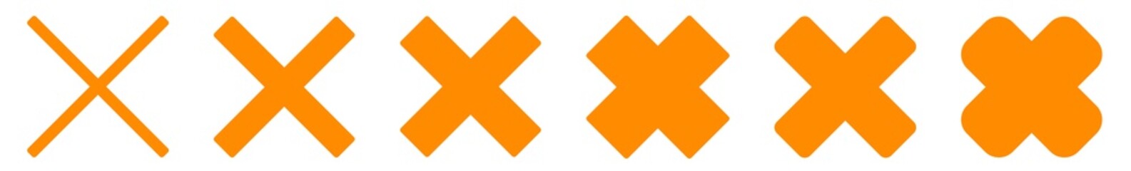 Wall Mural - cross icon orange | crosses | cancel symbol | wrong illustration | logo | x sign | isolated | variat