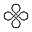 © Tasha Vector - Infinite loop icon. Clover leaf knot. Endless loop sign. Celtic interlocking knot. Old ornament strip. Eternity line. Interconnected circular shapes. Bowen cross symbol. Vector illustration, clip art.