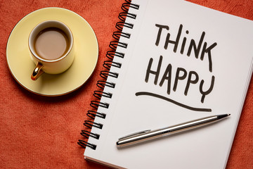 Canvas Print - think happy inspirational handwriting